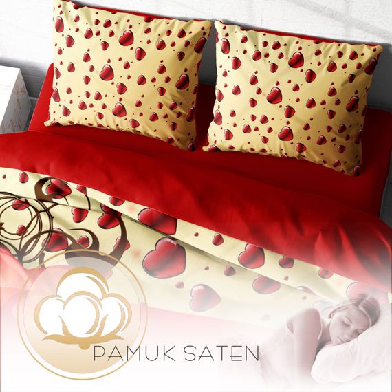 MonoHome Valentine's Day Cotton Satin Double Duvet Cover Set Gift - photo 4