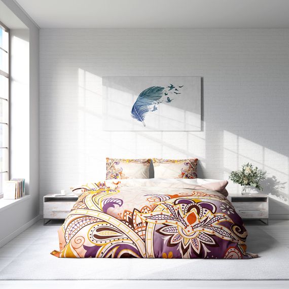 Комплект постельного белья MonoHome Mirage 3D из хлопкового сатина, двуспальный, 200x220 см, яркие цвета, экосертифицированный, мягкий и воздухопроницаемый. - фото 3