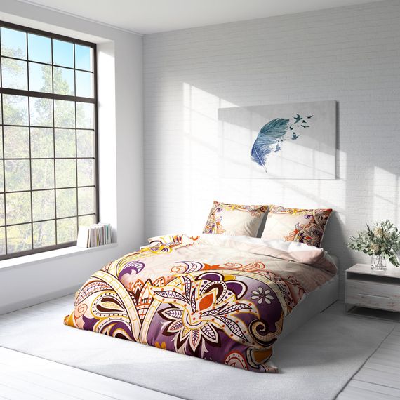 Комплект постельного белья MonoHome Mirage 3D из хлопкового сатина, двуспальный, 200x220 см, яркие цвета, экосертифицированный, мягкий и воздухопроницаемый. - фото 2