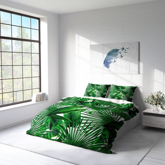 MonoHome Palm 3D Cotton Satin Double Duvet Cover Set - photo 2