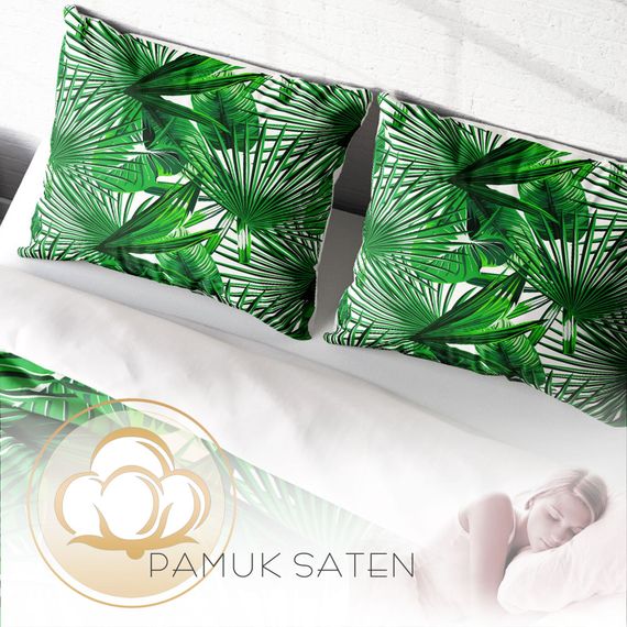 MonoHome Palm 3D Cotton Satin Double Duvet Cover Set - photo 4