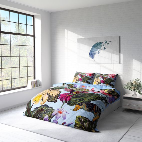 MonoHome Bird Tropik 3D Pamuk Saten Çift Kişilik Nevresim Takımı - fotoğraf 2
