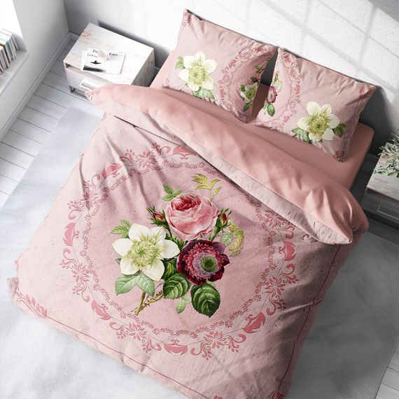 Monohome Damask Rose 3D Cotton Satin Double Duvet Cover Set - photo 1