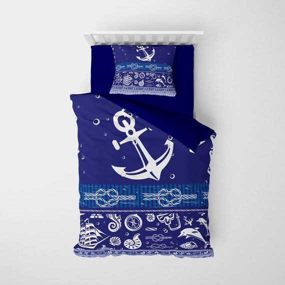 Односпальний комплект постільної білизни MonoHome Okyanusta 3D з бавовняного сатину 160x220 см з яскравими кольорами та оксфордською наволочкою - фото 3