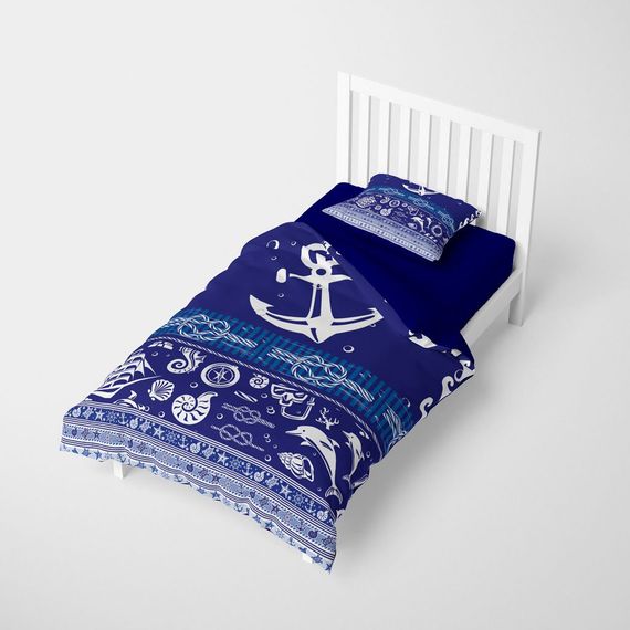 Односпальний комплект постільної білизни MonoHome Okyanusta 3D з бавовняного сатину 160x220 см з яскравими кольорами та оксфордською наволочкою - фото 2