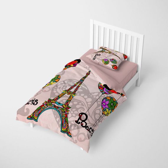 Набір постільної білизни MonoHome Soft Paris 3D з бавовняного сатину на один спальний місце 160x220 см з яскравим цифровим друком - фото 2