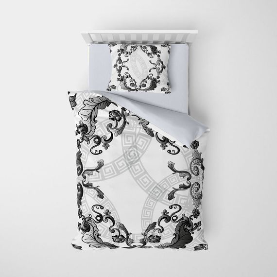 MonoHome Silver طقم غطاء لحاف مفرد من الساتان القطني ثلاثي الأبعاد من Baroq - صورة 3