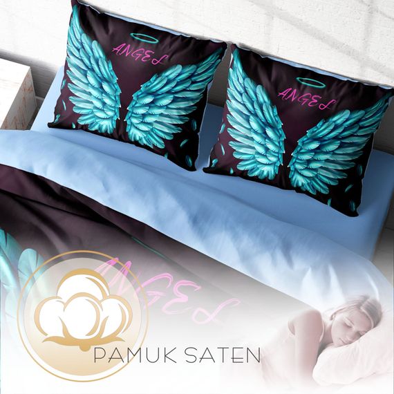 Monohome Blue Wing 3D Pamuk Saten Çift Kişilik Nevresim Takımı - fotoğraf 4