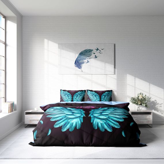 Monohome Blue Wing 3D Pamuk Saten Çift Kişilik Nevresim Takımı - fotoğraf 3