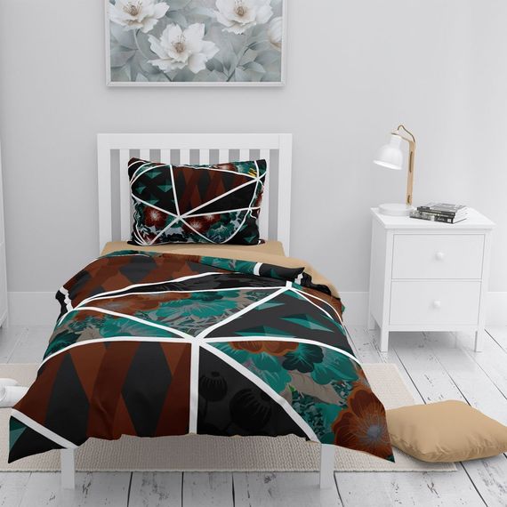 Monohome Dark Flowers 3D Pamuk Saten Tek Kişilik Nevresim Takımı - fotoğraf 1