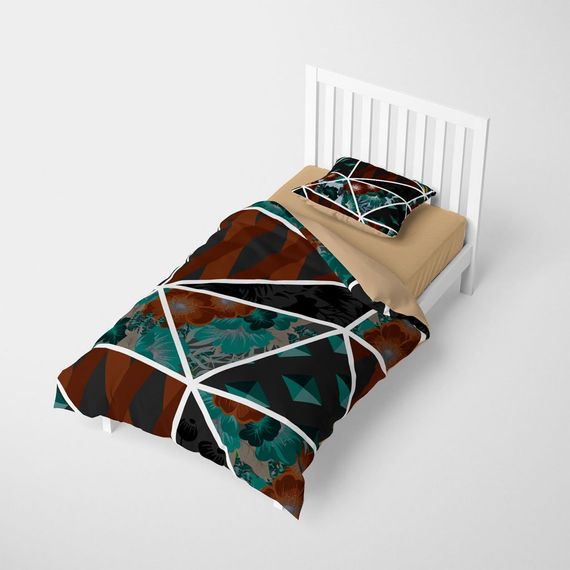 Monohome Dark Flowers 3D Pamuk Saten Tek Kişilik Nevresim Takımı - fotoğraf 2