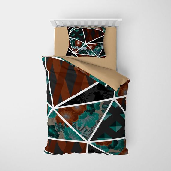 Monohome Dark Flowers 3D Pamuk Saten Tek Kişilik Nevresim Takımı - fotoğraf 3