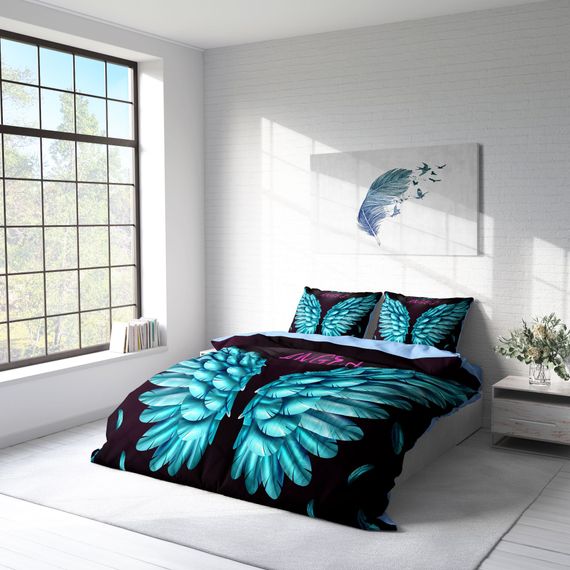 Monohome Blue Wing 3D Pamuk Saten Çift Kişilik Nevresim Takımı - fotoğraf 2