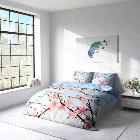 Monohome Chery Blosom 3D Pamuk Saten Çift Kişilik Nevresim Takımı - fotoğraf 2