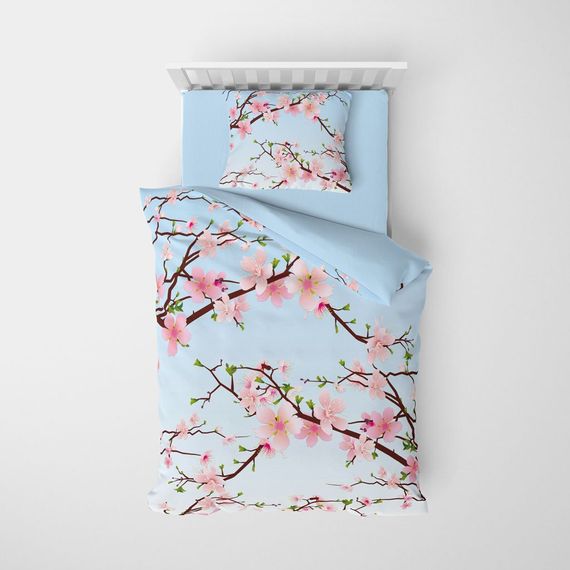طقم غطاء لحاف مفرد من الساتان القطني ثلاثي الأبعاد Chery Blosom Monohome - صورة 3