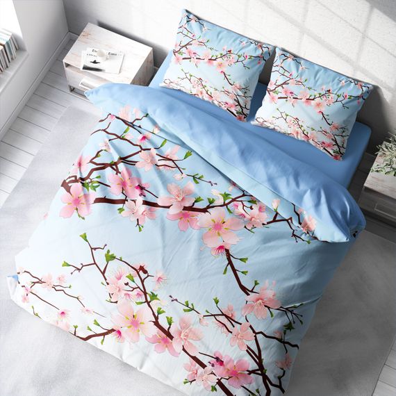 Monohome Chery Blosom 3D Pamuk Saten Çift Kişilik Nevresim Takımı - fotoğraf 1