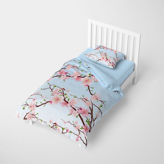 طقم غطاء لحاف مفرد من الساتان القطني ثلاثي الأبعاد Chery Blosom Monohome - صورة 2
