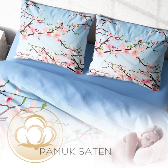 Monohome Chery Blosom 3D Pamuk Saten Çift Kişilik Nevresim Takımı - fotoğraf 4
