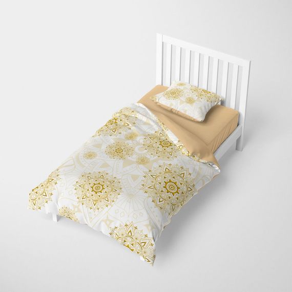 Monohome Gold Luxury 3D Cotton Satin Single Duvet Cover Set - photo 2