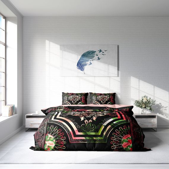 Комплект постельного белья Monohome 3D с узором роз - 200x220 см, 100% хлопок сатин, цифровая печать, упаковка с крышкой, 24 месяца гарантии - фото 3