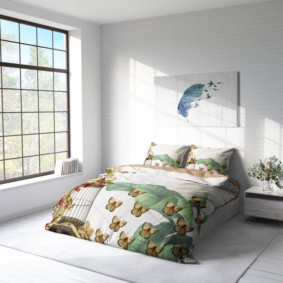 طقم غطاء لحاف مزدوج من الساتان القطني أحادي المنزل باتشاتز ثلاثي الأبعاد - صورة 2