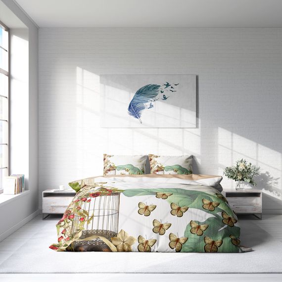 طقم غطاء لحاف مزدوج من الساتان القطني أحادي المنزل باتشاتز ثلاثي الأبعاد - صورة 3