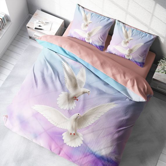 Monohome Pigeon 3D Cotton Satin Double Duvet Cover Set - photo 1