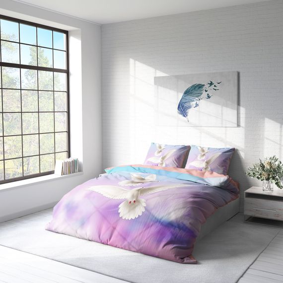 Monohome Pigeon 3D Cotton Satin Double Duvet Cover Set - photo 2