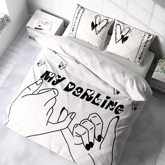 Комплект постельного белья Monohome Darling 3D из сатина с двуспальным покрывалом 200x220 см, яркая цифровая печать, мягкая ткань, 100% органический хлопок - фото 1