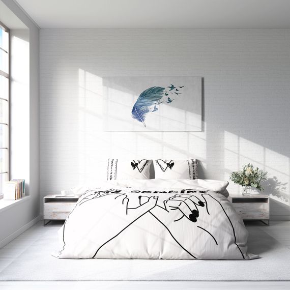 Комплект постельного белья Monohome Darling 3D из сатина с двуспальным покрывалом 200x220 см, яркая цифровая печать, мягкая ткань, 100% органический хлопок - фото 3