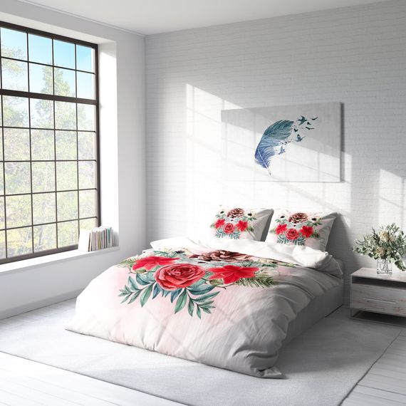 Комплект постельного белья Monohome Cone 3D из сатина, двуспальный, 200x220 см, с живыми цветами и фирменной упаковкой - фото 2