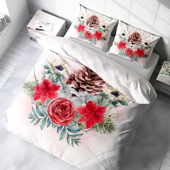 Комплект постельного белья Monohome Cone 3D из сатина, двуспальный, 200x220 см, с живыми цветами и фирменной упаковкой - фото 1