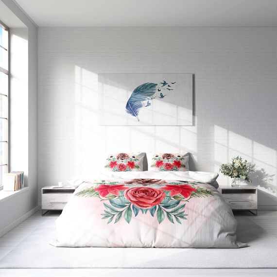 Комплект постельного белья Monohome Cone 3D из сатина, двуспальный, 200x220 см, с живыми цветами и фирменной упаковкой - фото 3