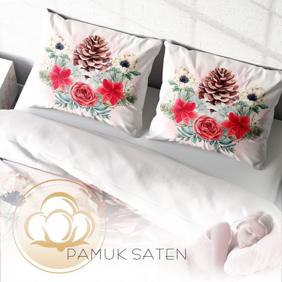 Комплект постельного белья Monohome Cone 3D из сатина, двуспальный, 200x220 см, с живыми цветами и фирменной упаковкой - фото 4