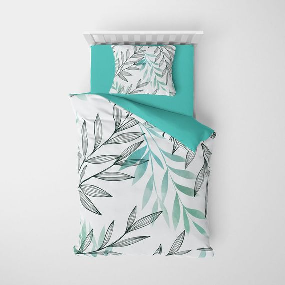 مجموعة غطاء لحاف فردي من MonoHome باللون الفيروزي والريش القطني ثلاثي الأبعاد - صورة 3