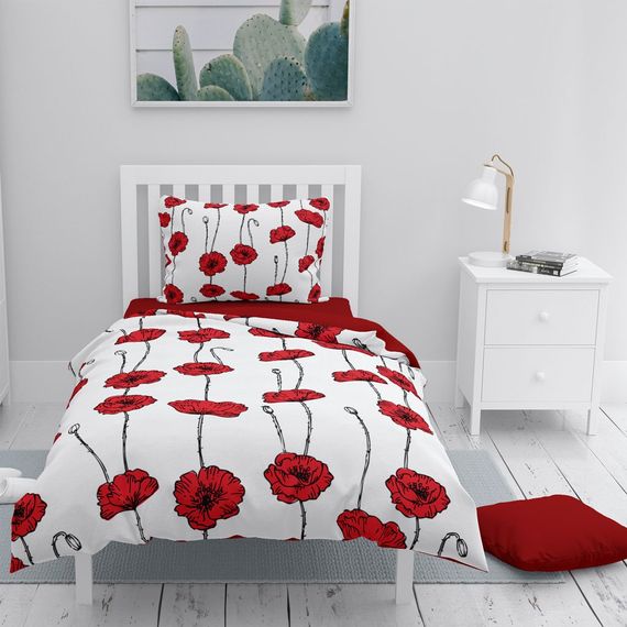 طقم غطاء لحاف مفرد من الساتان القطني ثلاثي الأبعاد من MonoHome Rosebud - صورة 1