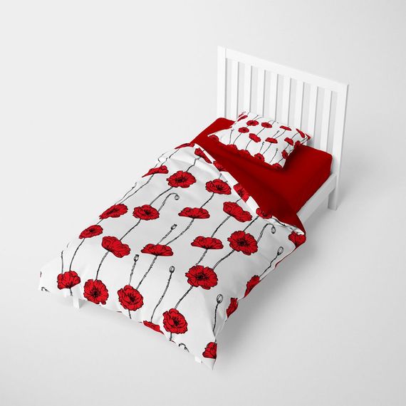 طقم غطاء لحاف مفرد من الساتان القطني ثلاثي الأبعاد من MonoHome Rosebud - صورة 2