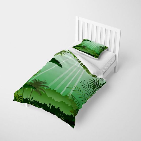 Набір постільної білизни MonoHome Green Life 3D з сатинової бавовни, односпальний, розміром 160x220 см, з яскравими кольорами та особливою м'якістю - фото 2