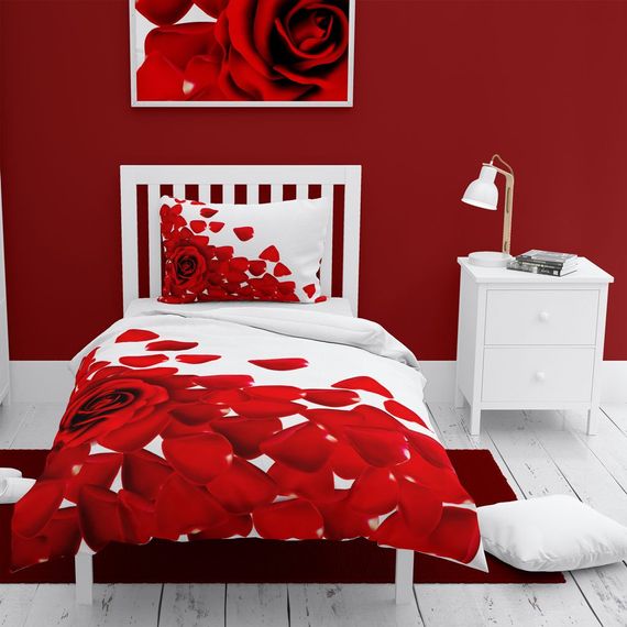MonoHome White Roses 3D Cotton Satin Single Duvet Cover Set - photo 1