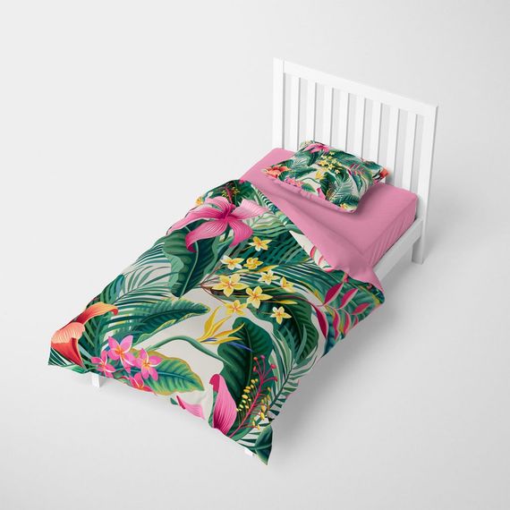 Комплект постільної білизни MonoHome Lily 3D з бавовняного сатину на односпальне ліжко 160x220 см, яскраві кольори, спеціальний відтінок та якісна тканина - фото 2