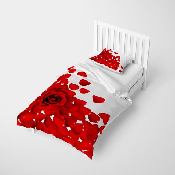 MonoHome White Roses 3D Cotton Satin Single Duvet Cover Set - photo 2