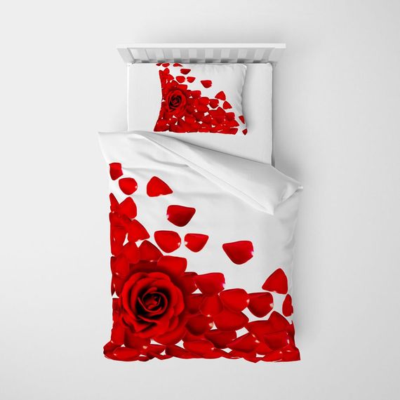MonoHome White Roses 3D Cotton Satin Single Duvet Cover Set - photo 3