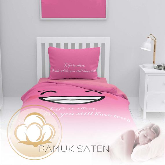 Комплект постільної білизни MonoHome Smile Mottom 3D з бавовняного сатину на односпальне ліжко 160x220 см, Oxford підкладка, яскраві кольори - фото 4