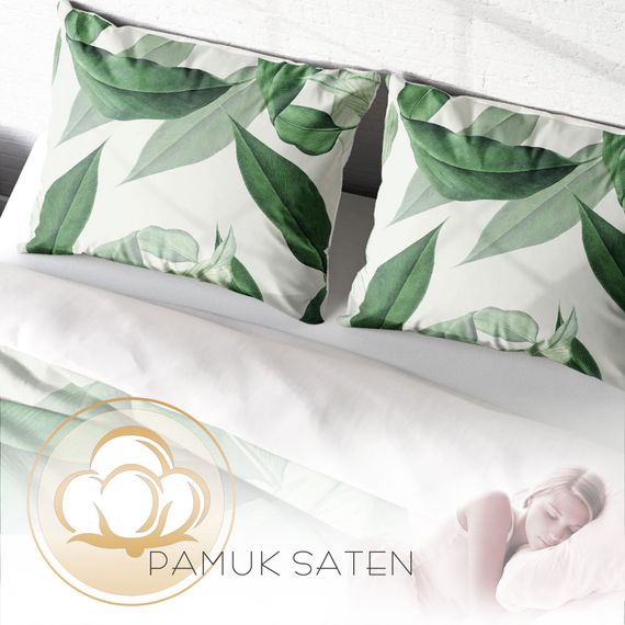 Двоспальний комплект постільної білизни MonoHome GrayGreen 3D з бавовняного сатину, 200x220 см, живі кольори, органічний принт, 100% бавовна - фото 4