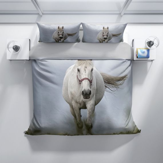 Cattleya Horse 3D Cotton Satin Double Duvet Cover Set - photo 3