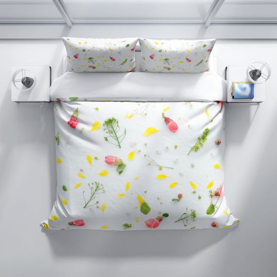 Комплект постільної білизни Cattleya Garden 3D з бавовняного сатину для двоспального ліжка, живі кольори, комфортний матеріал, розмір 200x220 см - фото 3
