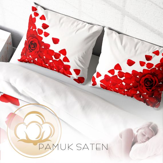 Набір постільної білизни MonoHome з білими трояндами з 3D бавовняного сатину, двоспальний, 200x220 см, живі кольори, високоякісне ткане полотно - фото 4