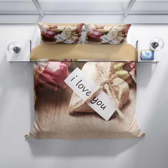 Cattleya Love You 3D Cotton Satin Double Duvet Cover Set - photo 3