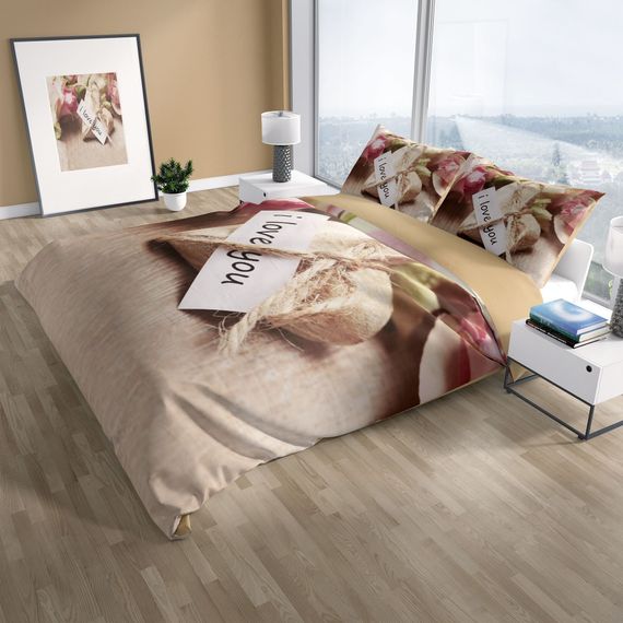 Cattleya Love You 3D Cotton Satin Double Duvet Cover Set - photo 1