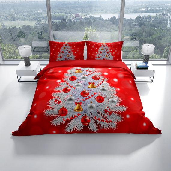 Комплект постільної білизни Cattleya NY Pine 3D з бавовняного сатину, двоспальний, 200x220 см, живі кольори, високоякісна тканина - фото 2